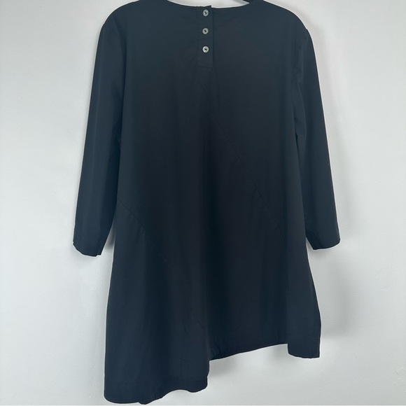 J. Jill Asymmetrical Tunic Size Large Black Stretch Minimalist Wardrobe Staple - Picture 2 of 7